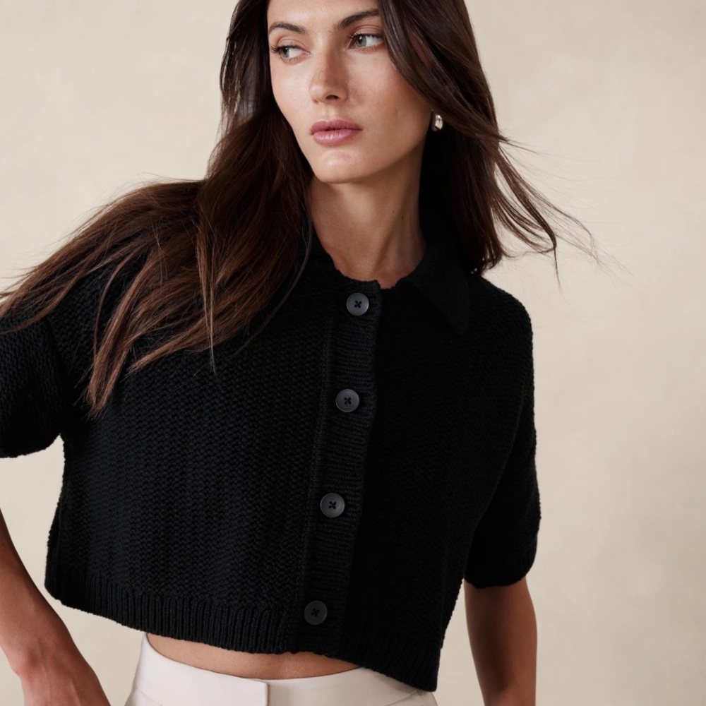 COTTON CROPPED RESORT SWEATER